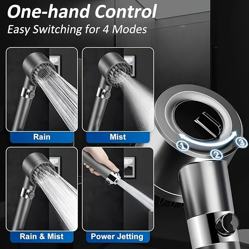 Stainless Steel Fixture - 5 Filter Shower Set, With 3 Adjustable Modes Inkedjoy