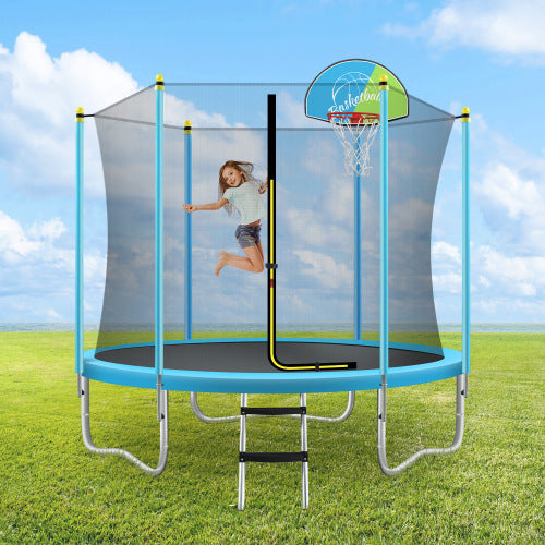 8FT Trampoline For Kids With Safety Enclosure Net, Basketball Hoop And Ladder My Store