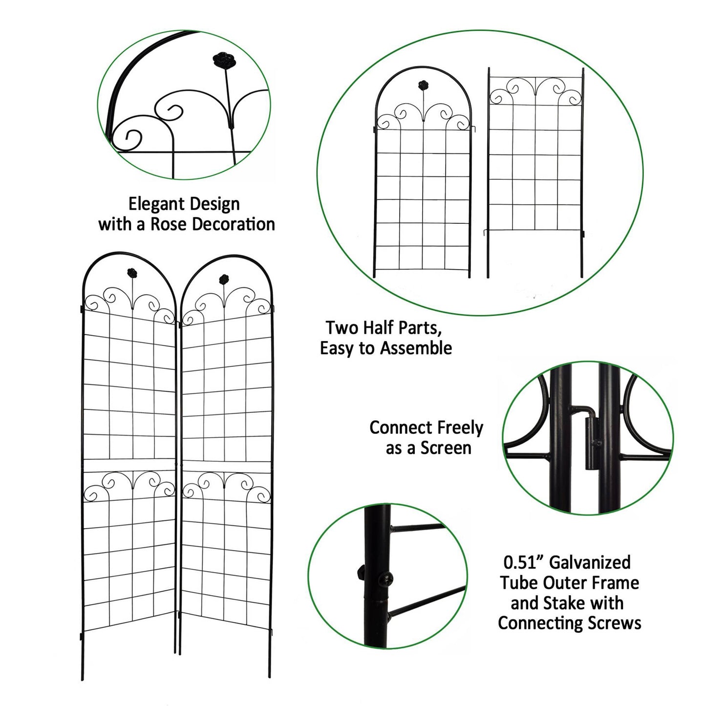4 Pack Metal Garden Trellis For Climbing Plants Outdoor Netting Trellis Inkedjoy