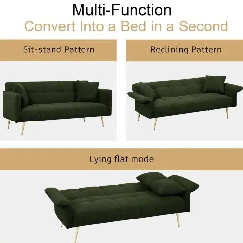 Futon Sofa Bed, Convertible Double Sofa Bed With Folding Armrests My Store