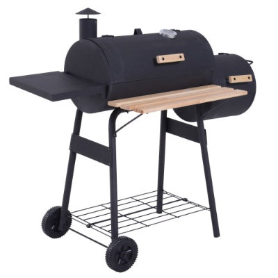 48 Steel Portable Backyard Charcoal BBQ Grill And Offset Smoker Combo With Wheels Inkedjoy