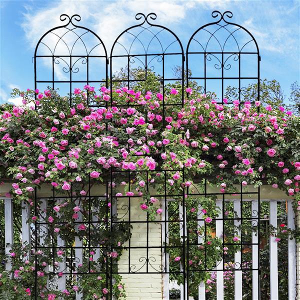 Metal Garden Trellis , Suitable For Climbing Plants, Outdoor Flower Stand - Black Inkedjoy