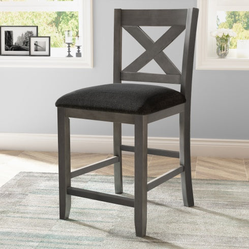 5 Pieces Counter Height Rustic Farmhouse Dining Room Wooden Bar Table Set With 2 Stools And 2 Chairs, Gray Inkedjoy