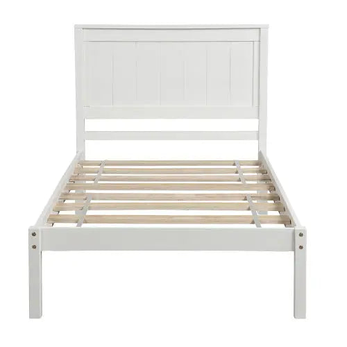 Platform Bed Frame With Headboard, Wood Slat Support, No Box Spring Needed,Twin, White My Store