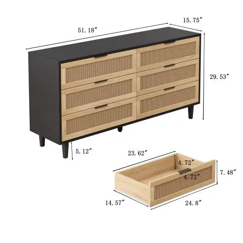Rattan 6 Drawer Dresser My Store