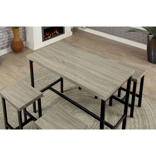 5 Pc Counter Height Table Set Two Tone Design Black Gray Dining Chairs Inkedjoy