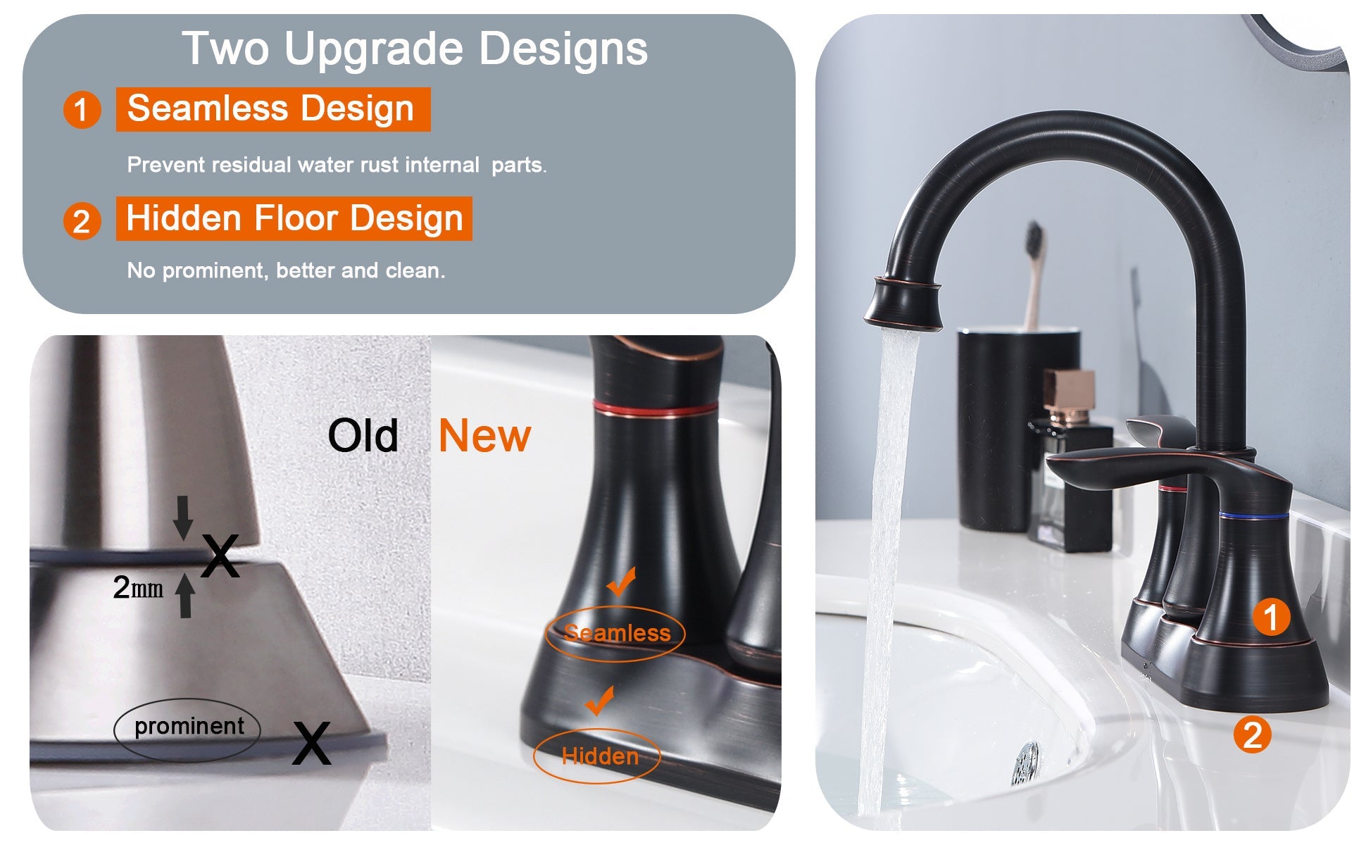 2-Handle 4-Inch Oil Rubbed Bronze Bathroom Faucet Ohberri