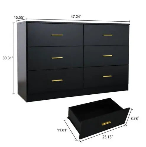 Black 6 Drawer Dresser My Store