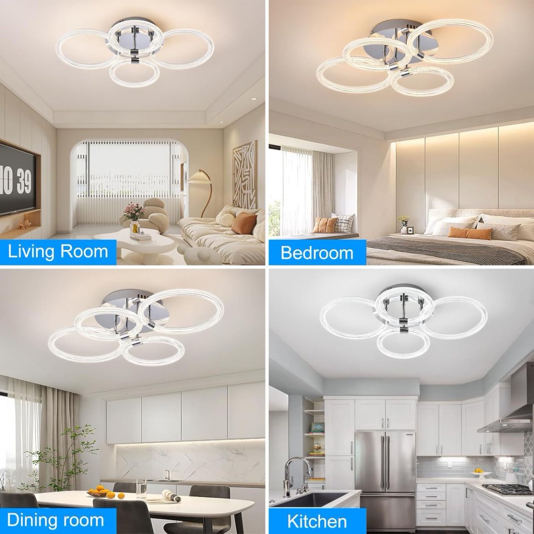 Modern LED Ceiling Light, Flush Mount Ceiling Light With Dimmable Remote Control, 6Rings Acrylic My Store