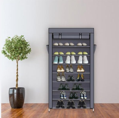 Non Woven Shoe Cabinet With 10 Layers Widened - Gray Inkedjoy