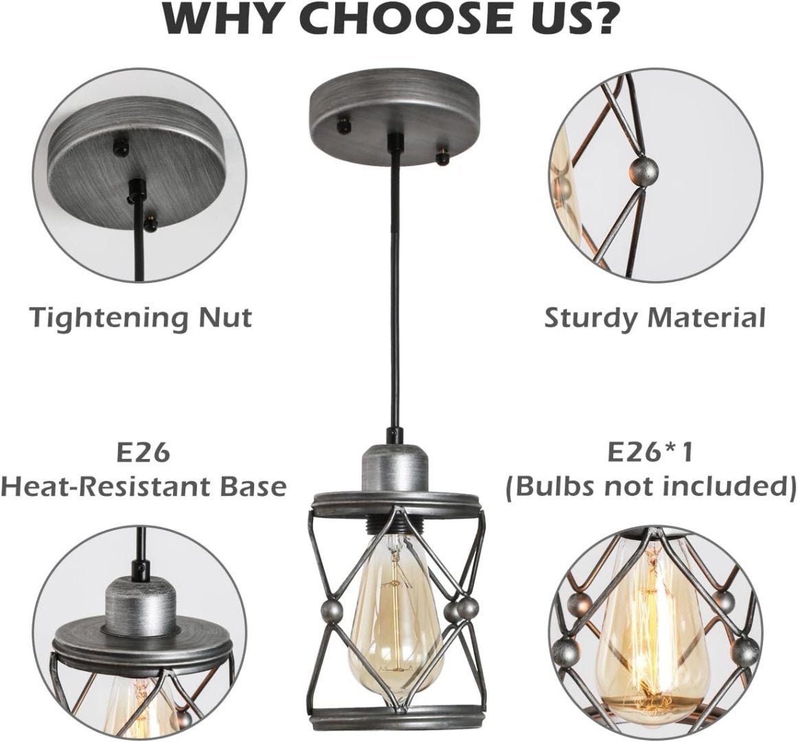 Pendant Light, Farmhouse Lamp With Silver Grey Adjustable My Store