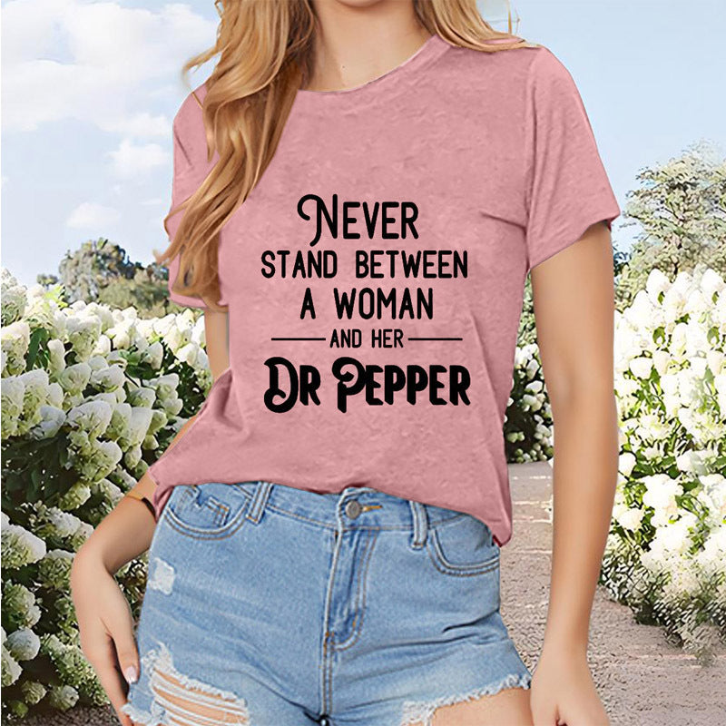 Women's Round Neck Short Sleeve T-Shirt English Slogan Print - Casual Summer Top Inkedjoy