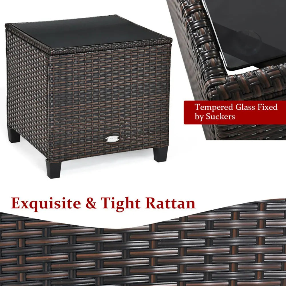 3 Pieces Rattan Patio Furniture Set With Washable Cushion My Store