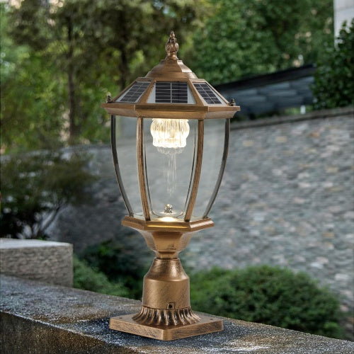 Vintage Gold Solar Pillar Headlight With Dimmable LED 1-Pack My Store