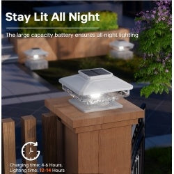 4 Pack Outdoor Solar Post Cap Lights Cold White IP65 Waterproof Inkedjoy