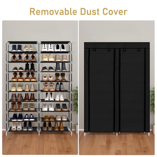 Double Row 10-ply Non Woven Shoe Cabinet, Black Inkedjoy