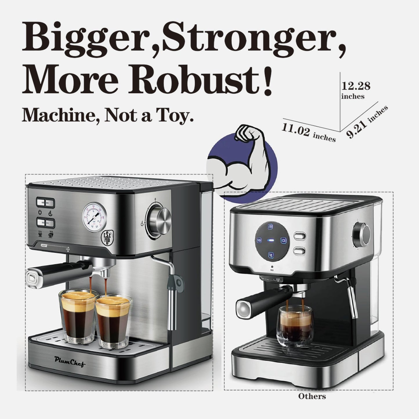 20 Bar Professional Espresso Machine With Milk Frother, Single Double Shot My Store