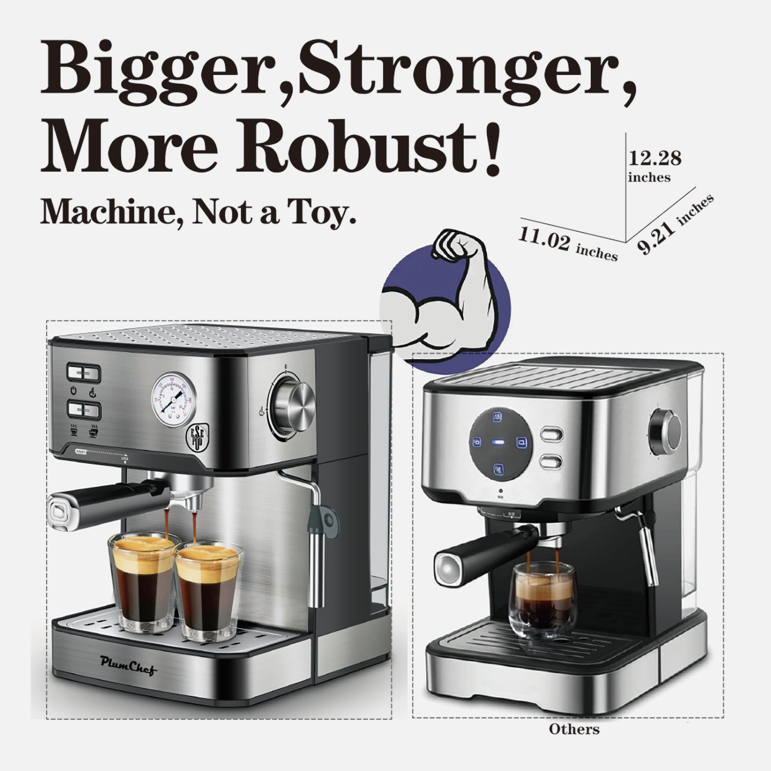 20 Bar Professional Espresso Machine With Milk Frother, Single Double Shot My Store