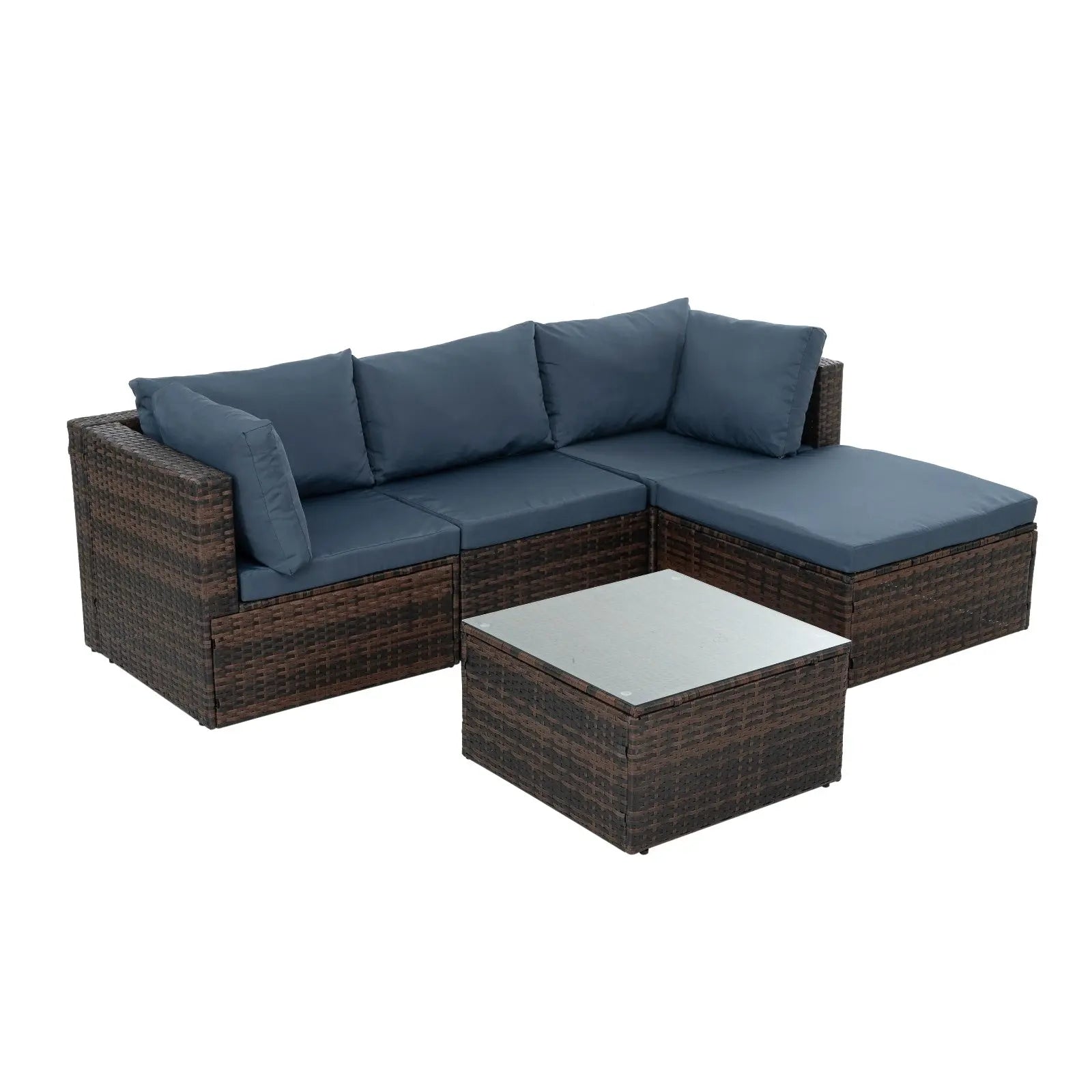 Patio Furniture, Outdoor Furniture, Seasonal PE Wicker Furniture, 5 Set Wicker Furniture With Temper My Store