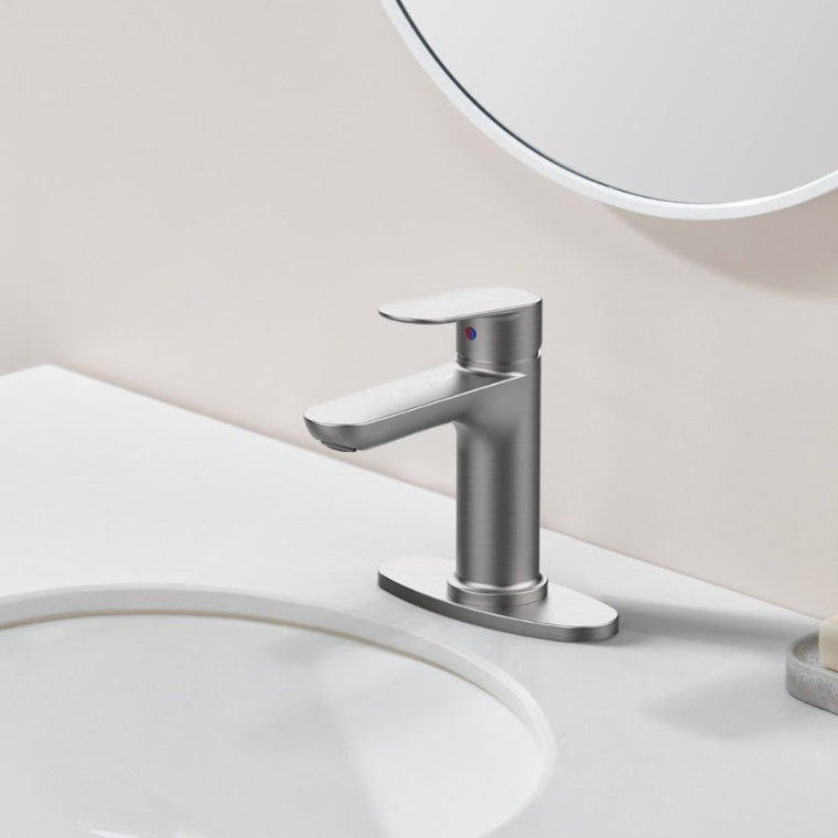 Brushed Nickel Single Handle Bathroom Faucet With Deck My Store