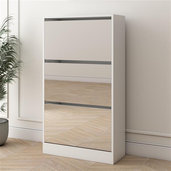 Narrow Shoe Storage Cabinet With Mirror Inkedjoy