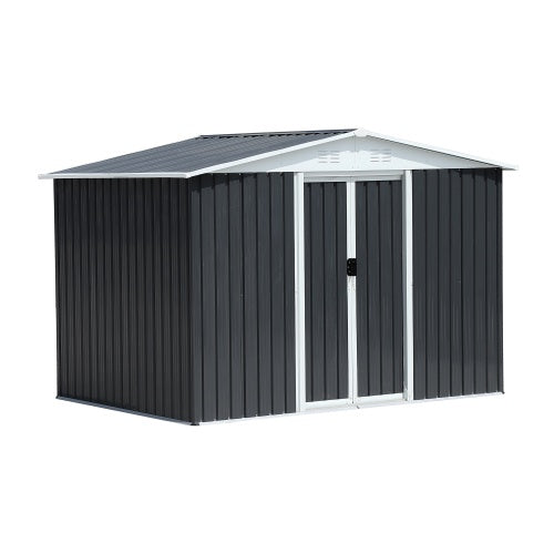 8x6 Feet Apex Roof Dark Grey With Aluminum Alloy Frame And Sliding Door Inkedjoy