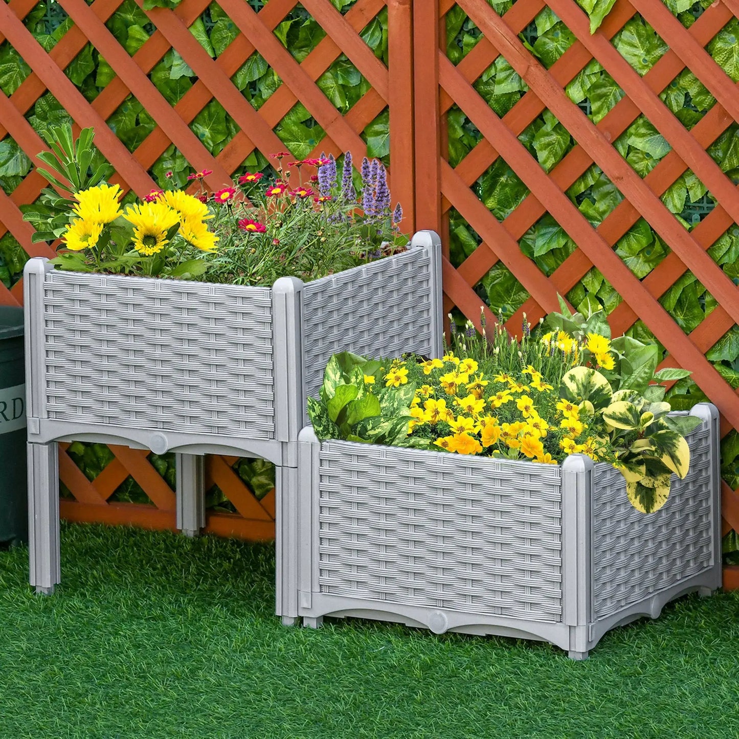 2-Piece Raised Garden Bed With Legs, Self-Watering Planter Box Raised Bed To Grow Flowers My Store