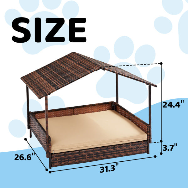 Herringbone Top Brown Gradient Rattan Beige Mat Cat And Dog House My Store