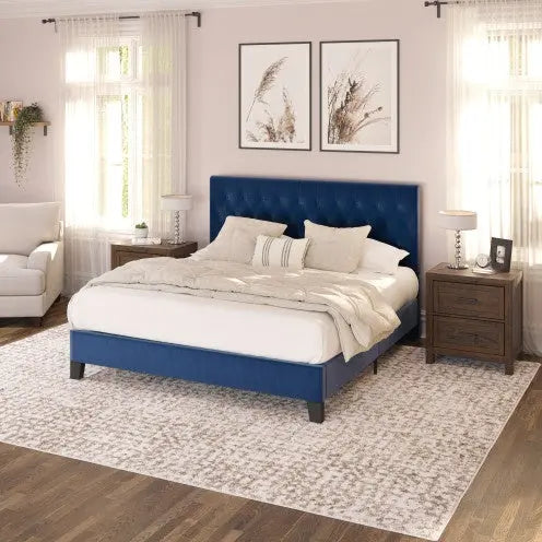 Wallace Bay Luma Blue Queen Upholstered Bed My Store