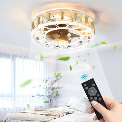 Cage Ceiling Fan With Light Remote Control 6 Speed Reversible Blades, 4 LED Bulbs Included My Store