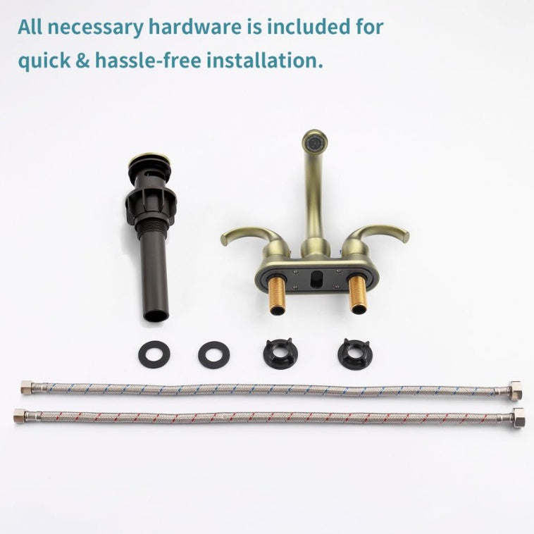 Bathroom Faucet 2-Handle Brushed Gold With Aerator, Swan Style 4-inch My Store