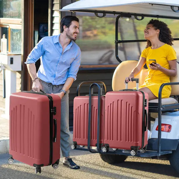 Curved Vertical Stripe 4-in-1 Trolley Case 16in 20in 24in 28in ABS Aluminum Alloy Tie Rod Inkedjoy