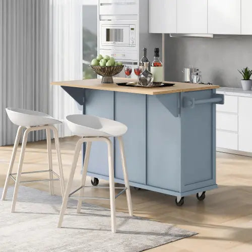 Kitchen Trolley With Rubberwood Folding Leaf Countertops My Store