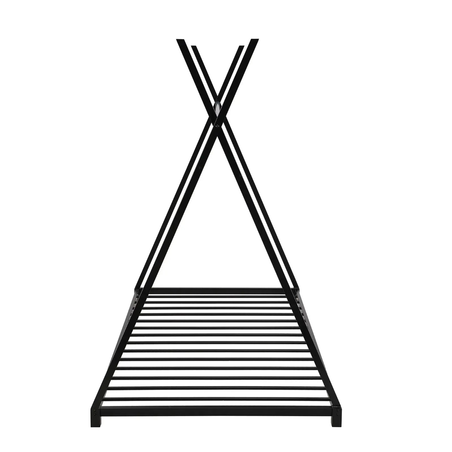 Metal Twin Size House Platform Bed With Triangle Structure, Black My Store