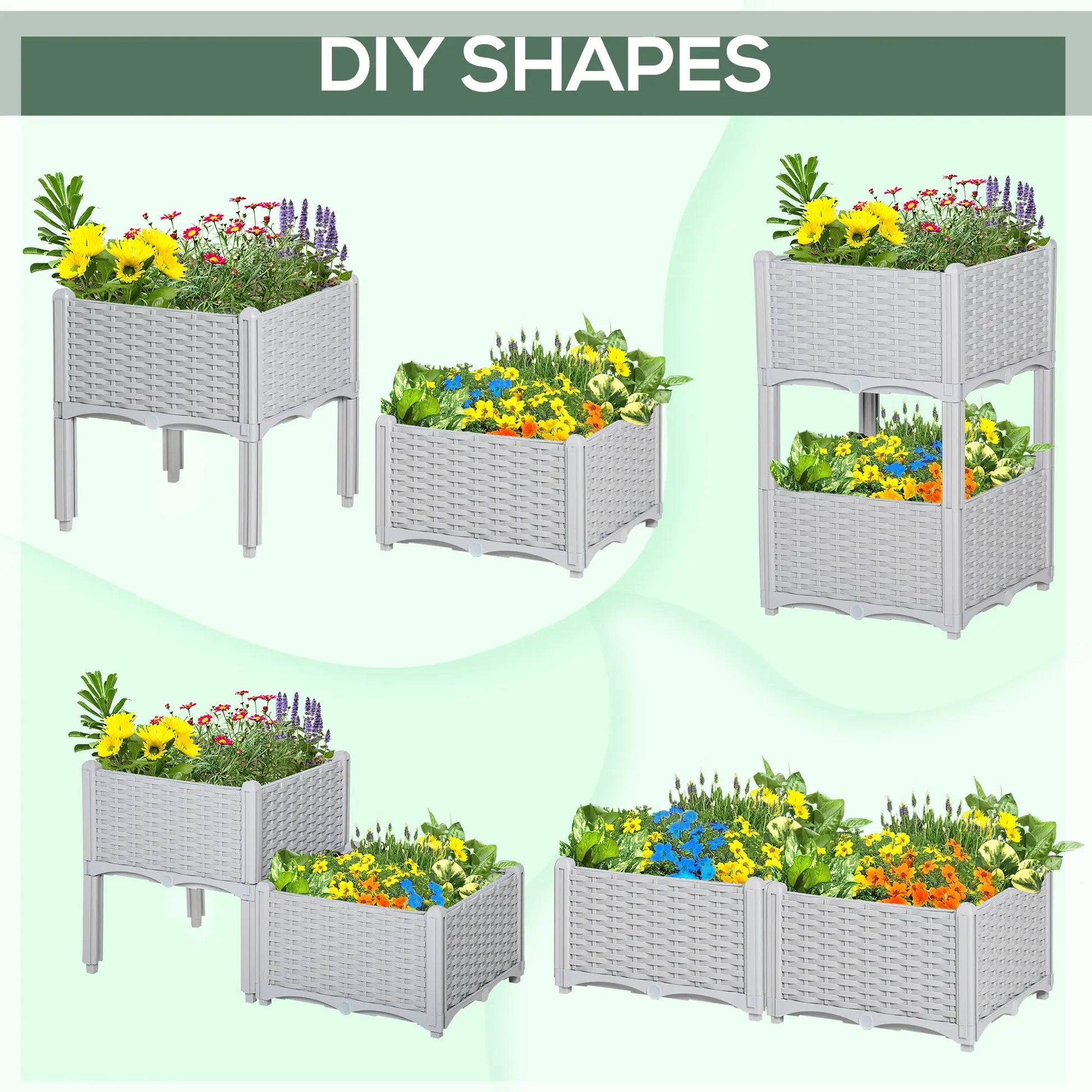 2-Piece Raised Garden Bed With Legs, Self-Watering Planter Box Raised Bed To Grow Flowers My Store