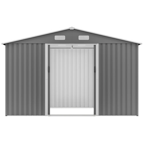 10X8 FT Outdoor Storage Shed- Grey Inkedjoy