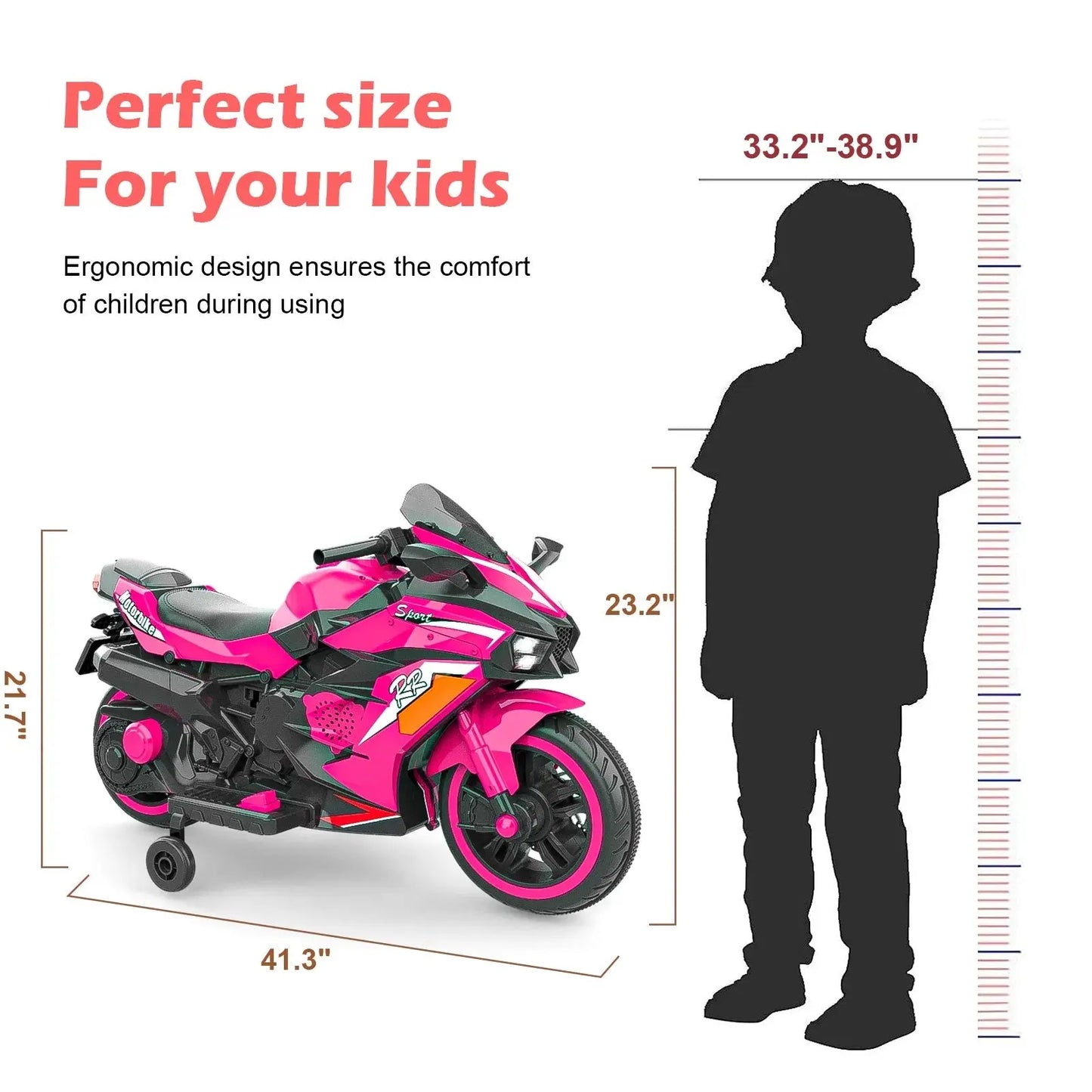 Kids Motorcycle For 3-6 Years, 12V Electric Ride On Inkedjoy