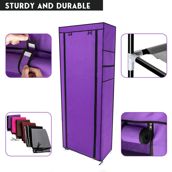 10 Layer 9-grid Non-woven Fabric Shoe Cabinet Purple Inkedjoy