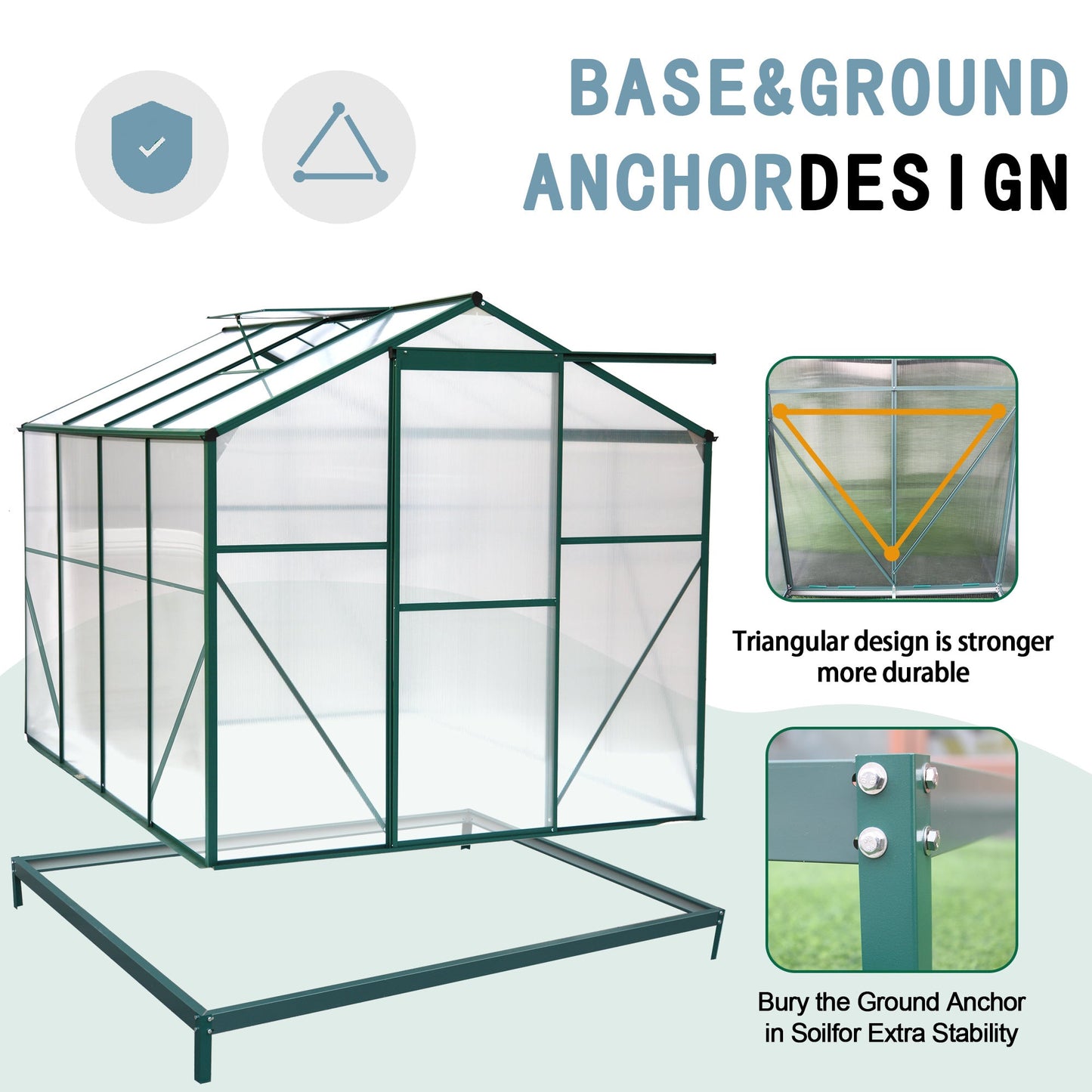 Polycarbonate Greenhouse,6'x 8' Heavy Duty Walk-in Plant Garden Greenhouse Inkedjoy