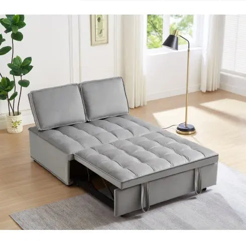 Convertible Sleeping Sofa Bed Modern With 2 Backs And Detachable Backs- Grey My Store