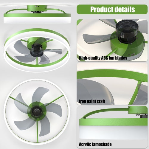 Ceiling Fan With Light Dimmable LED Recessed Mount Slim Modern Ceiling Fan My Store