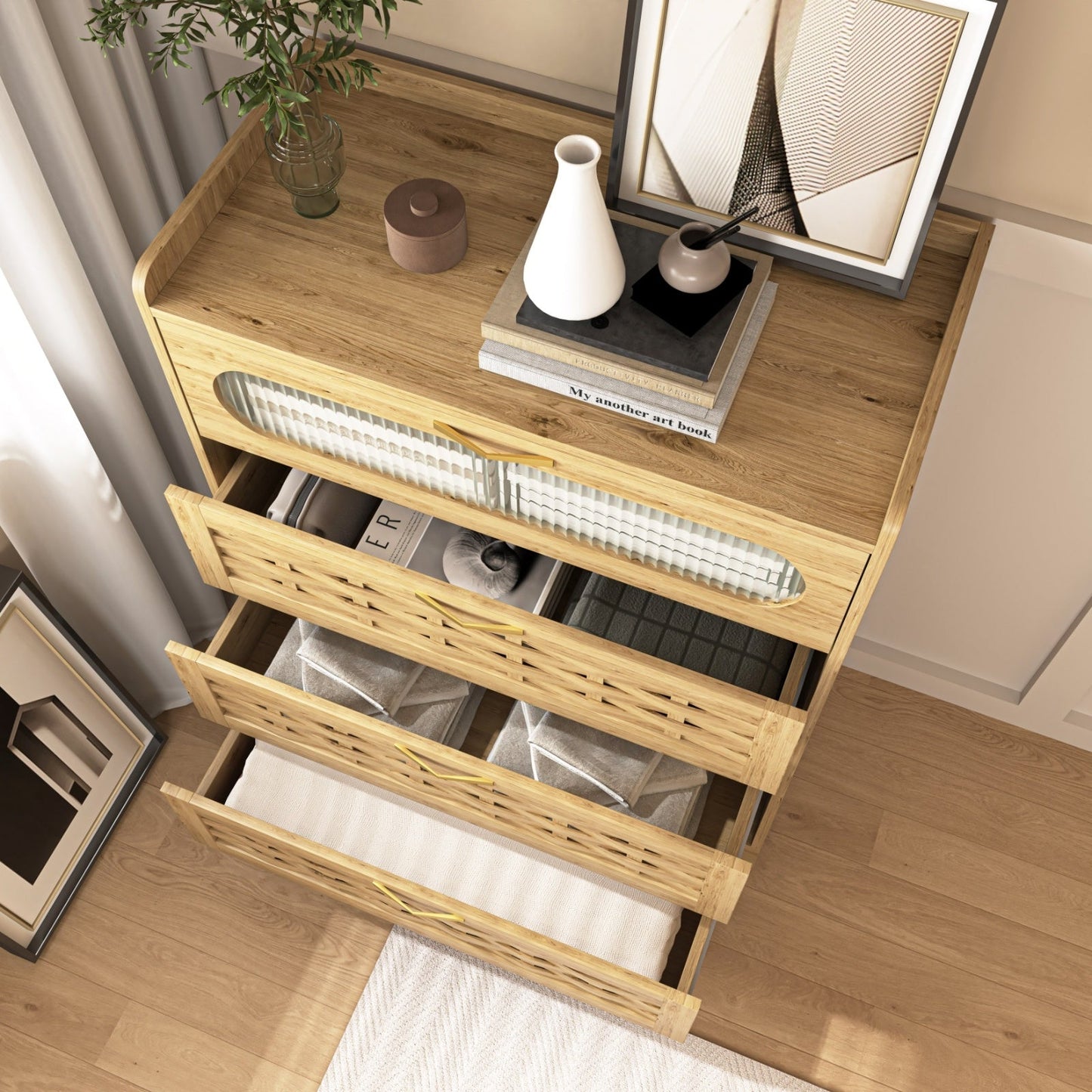 Wood 4 Drawer Dresser Modern Chest My Store