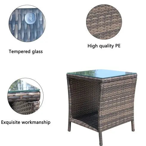 Outdoor Patio Furniture 1 Coffee Table With Clear Tempered Glass My Store