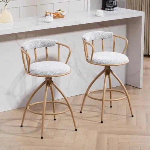 26 Swivel Counter Height Bar Stool, Set Of 2- Fabric Seat With Metal Frame, Modern Industrial Design Bar Chairs For Kitchen Island, Dining Room, Home Bar, Counter Seat My Store