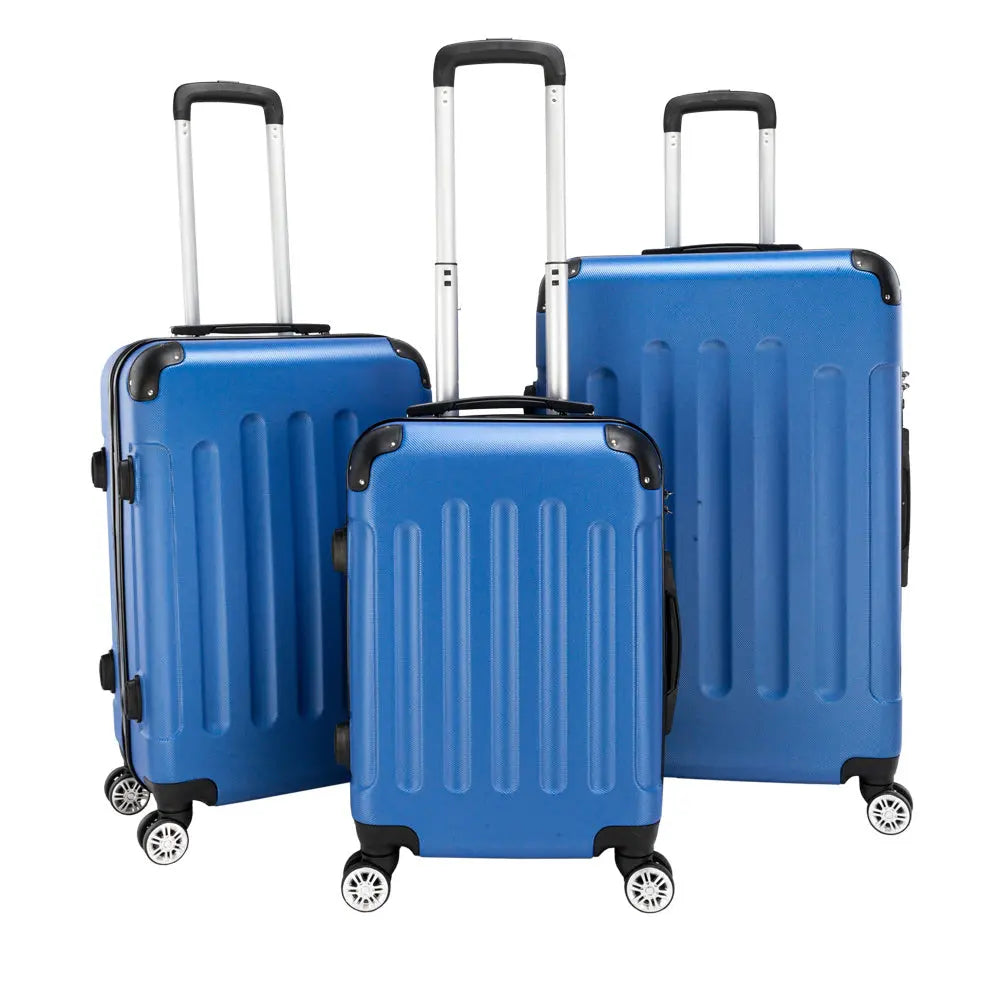 Three In One ABS Suitcase 20 Inches 24 Inches 28 Inches Blue Inkedjoy