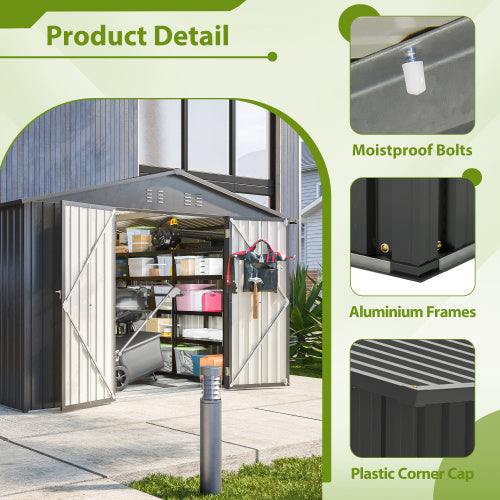 10X8 FT Outdoor Storage Shed- Black Inkedjoy