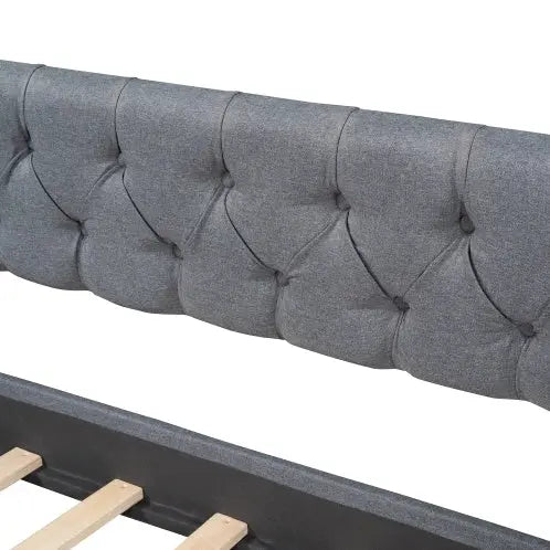 Upholstered Twin Size Daybed With Two Drawers, Wood Slat Support, Gray My Store