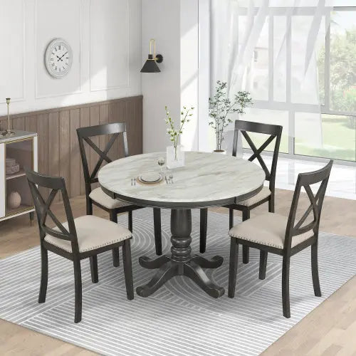 5 Pieces Dining Table And Chairs Set For 4 Persons My Store