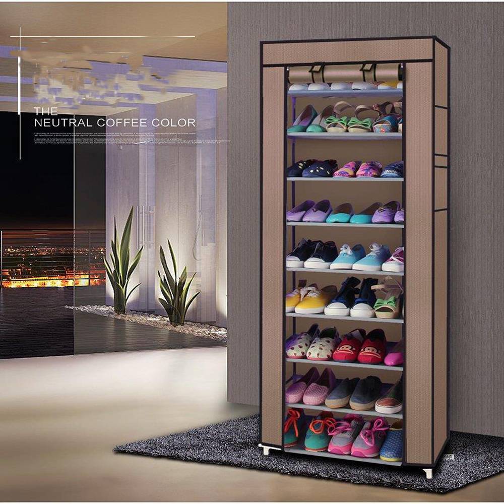 Fashionable Room-saving 9 Lattices Non-woven Fabric Shoe Rack Coffee Inkedjoy