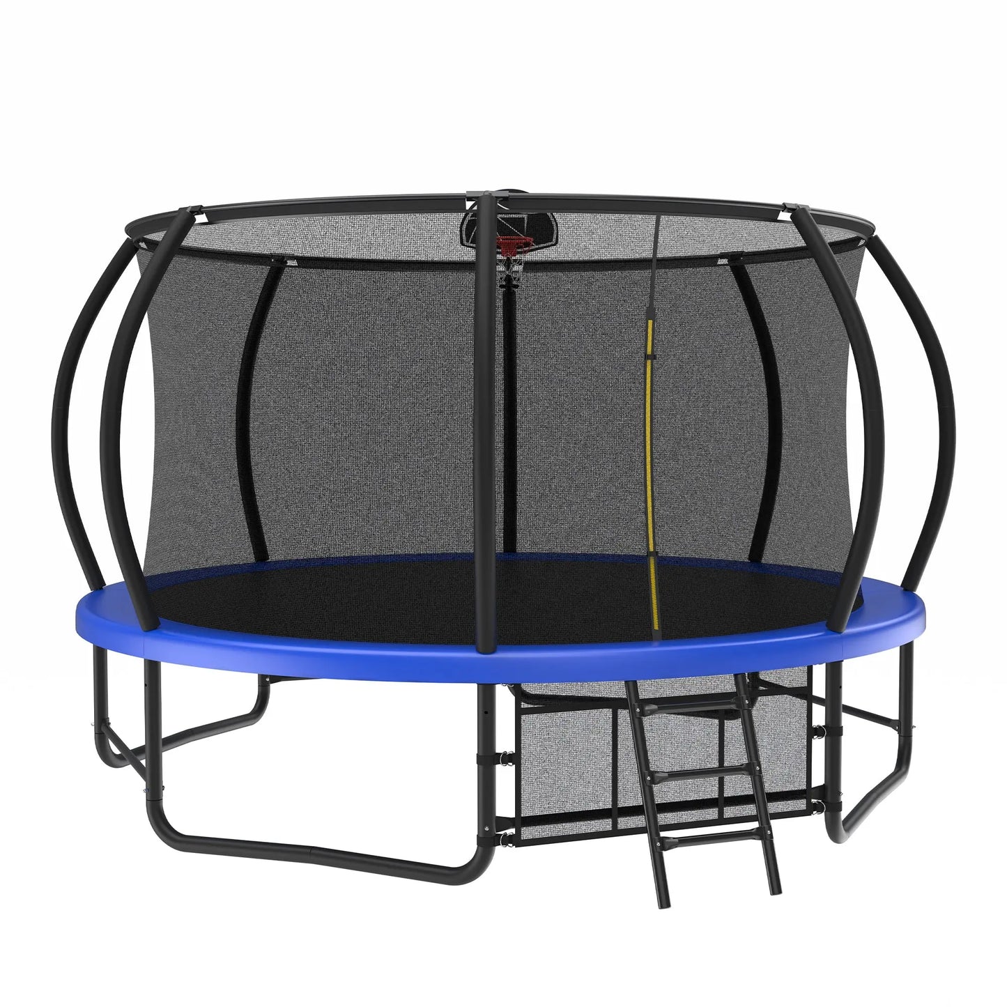 14 Foot Fenced Trampoline With Ladder And Rust Proof Coating Inkedjoy